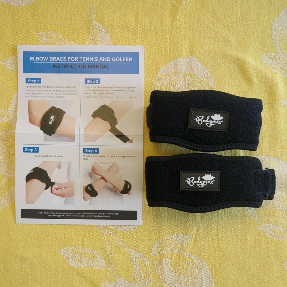 Elbow Brace 2 Pack for Tennis, Pickleball & Golfer Elbow Pain Relief Bodyprox